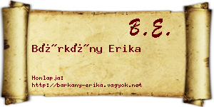 Bárkány Erika névjegykártya